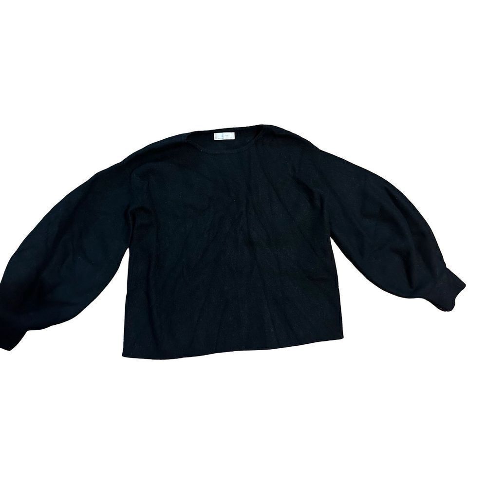 Oak + Fort basic black sweater with balloon sleeves‎ sz Small